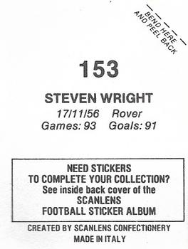 1984 Scanlens VFL Stickers #153 Stephen Wright Back
